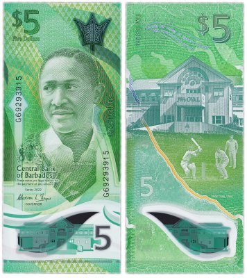 купить Барбадос 5 долларов 2022 (Pick W81) полимер