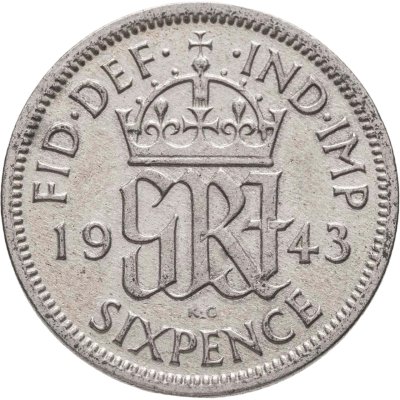 купить Великобритания 6 пенсов (pence) 1943