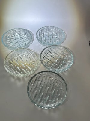 купить Набор блюдец для подачи варенья (5 шт.), хрусталь, алмазная грань, СССР, 1970-1990 гг.