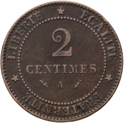 купить Франция 2 сантима (centimes) 1890