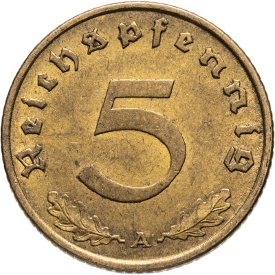 купить Германия (Третий рейх) 5 рейхспфеннигов (reichspfennig) 1939 A
