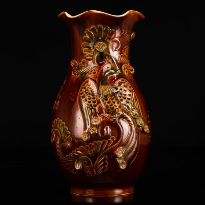 купить Ваза напольная "Жар-птица", керамика, поливы, СССР, 1970-1990 гг.