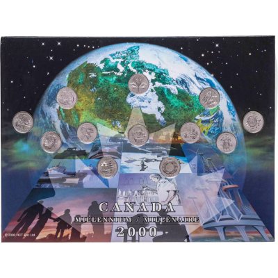 купить Канада набор 25 центов 2000 "Новое тысячелетие (миллениум). Человеческие ценности" из 12 монет и 1 жетона