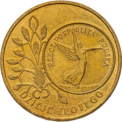 купить Польша 2 злотых 2007 "История польского злотого: Ника на 5 злотых 1928 года"