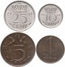 Купить Нидерланды, набор из 4 монет 1948 года, Королева Вильгельмина