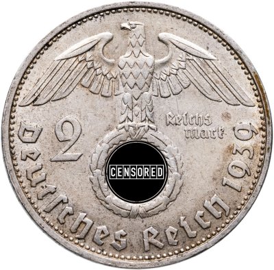 купить Германия, Третий рейх 2 рейхсмарки (reichsmark) 1939, знак монетного двора "В" - Вена