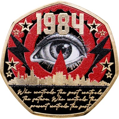 купить Соломоновы Острова 50 центов 2025 «75-летие смерти Джорджа Оруэлла. 1984/позолоченная/»