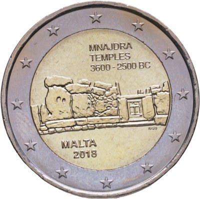 купить Мальта 2 евро 2018 "Доисторические места Мальты - Храм Мнайдры"