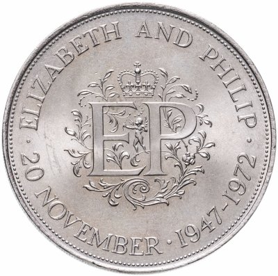 купить Великобритания 1 крона 1972 "Королевская серебряная свадьба"