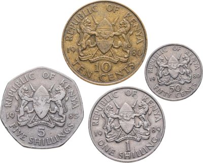 купить Кения набор монет 1978-1991 "2-й президент Кении - Дэниэл Торойтич арап Мои" (4 штуки)