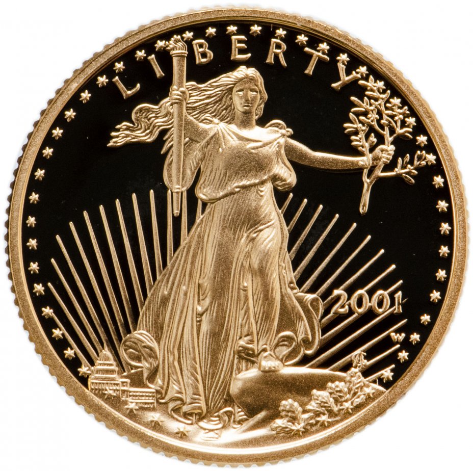 купить США 10 долларов (dollars) 2001 Proof Liberty " Американский золотой орёл"
