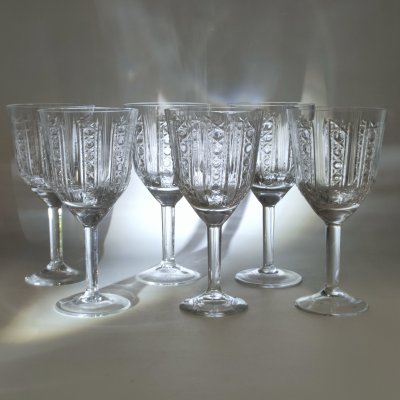 купить Фужеры (бокалы) из набора "Камни" на 6 персон, автор рисунка - Яновская Е. В., форма - Васильев А. Д., хрусталь, алмазная грань, Ленинградский завод художественного стекла (ЛЗХС), СССР, 1960-1980 гг.