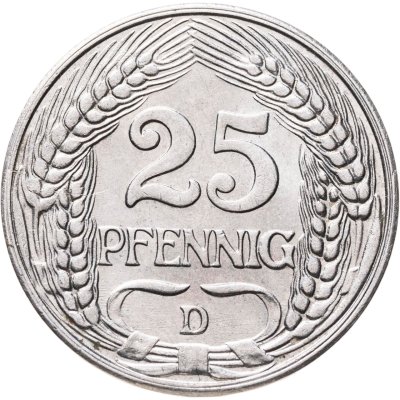 купить Германия 25 пфеннигов (pfennig) 1912 D