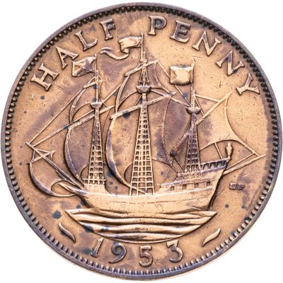 купить Великобритания 1/2 пенни (penny) 1953