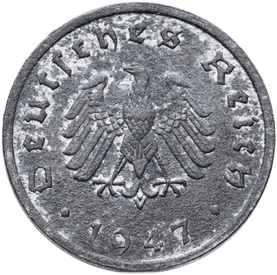 купить Германия, послевоенная оккупация 10 рейхспфеннигов (reichspfennig) 1947, знак монетного двора: "F" - Штутгарт
