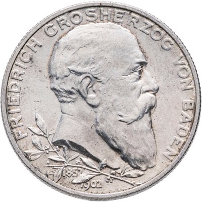 купить Германия (Баден) 2 марки 1902 "50-летие правления Фридриха I"
