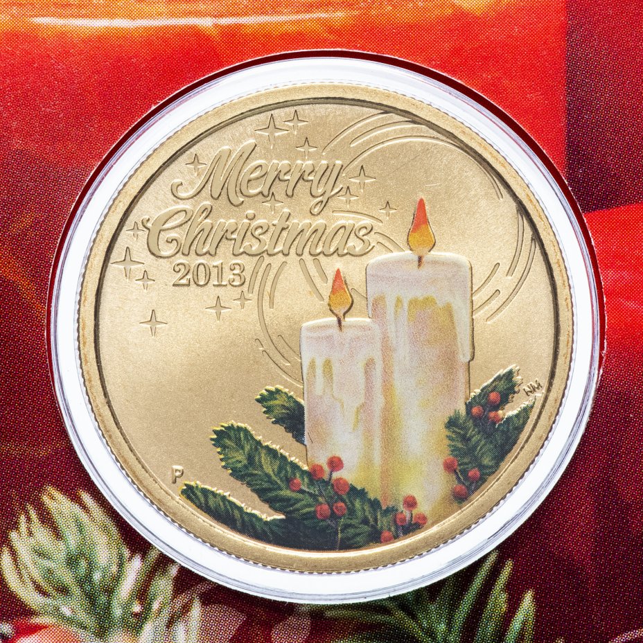 купить Австралия 1 доллар 2013 "Рождество" (в конверте, с маркой)
