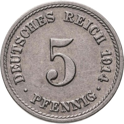 купить Германия 5 пфеннигов (pfennig) 1914 знак монетного двора: "A" - Берлин