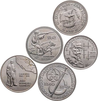 купить Португалия набор из 5 юбилейных монет номиналами от 100 до 250 эскудо 1987-1993 (5 штук)