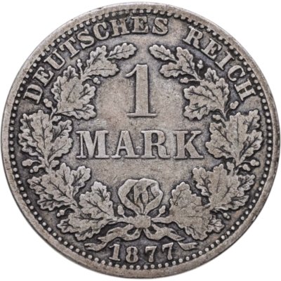 Купить Германия 1 марка (mark) 1877 A  знак монетного двора: "A" - Берлин