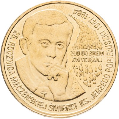 купить Польша 2 злотых 2009 "25 лет со дня смерти блаженного Ежи Попелушко"