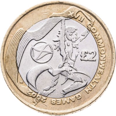 купить Великобритания 2 фунта (pounds) 2002 "XVII Игры Федерации Содружества наций - флаг Шотландии"