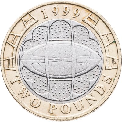 купить Великобритания 2 фунта (pounds) 1999 "Чемпионат мира по регби"