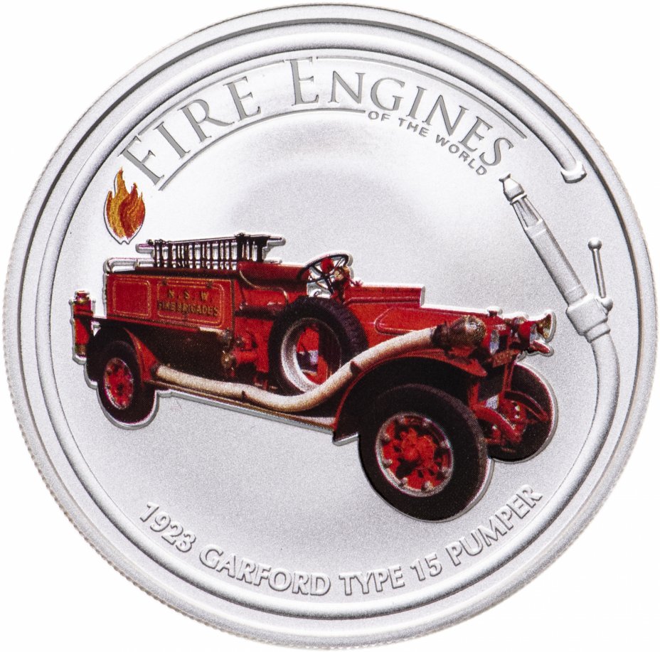 купить Острова Кука 1 доллар 2006  "Пожарные машины мира" с изображением пожарной машины « 1923 GARFORD TYPE 15 »