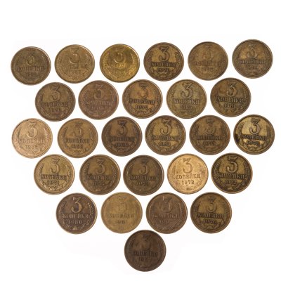купить Набор из 27 монет 3 копейки 1961-1991