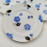 Купить Набор десертных тарелок "Синие цветы" на 3 персоны, художница Т.Н. Беспалова-Михалёва, фарфор, роспись, золочение, Ленинградский фарфоровый завод (ЛФЗ), СССР, 1950-1960 гг.