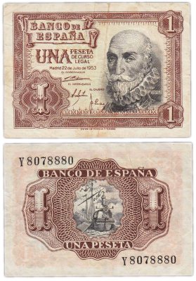 купить Испания 1 песета 1953 Pick 144a (Маркиз Санта-Крус)