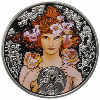 купить Ниуэ 1 доллар 2011 Proof "Знаки Зодиака - Рак. Художник Альфонс Муха"