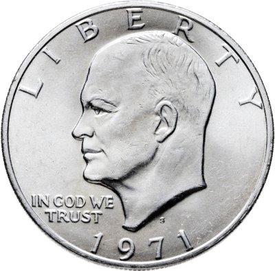 купить США 1 доллар 1971 S доллар Эйзенхауэра (Лунный доллар) серебро, знак монетного двора "S" - Сан-Франциско