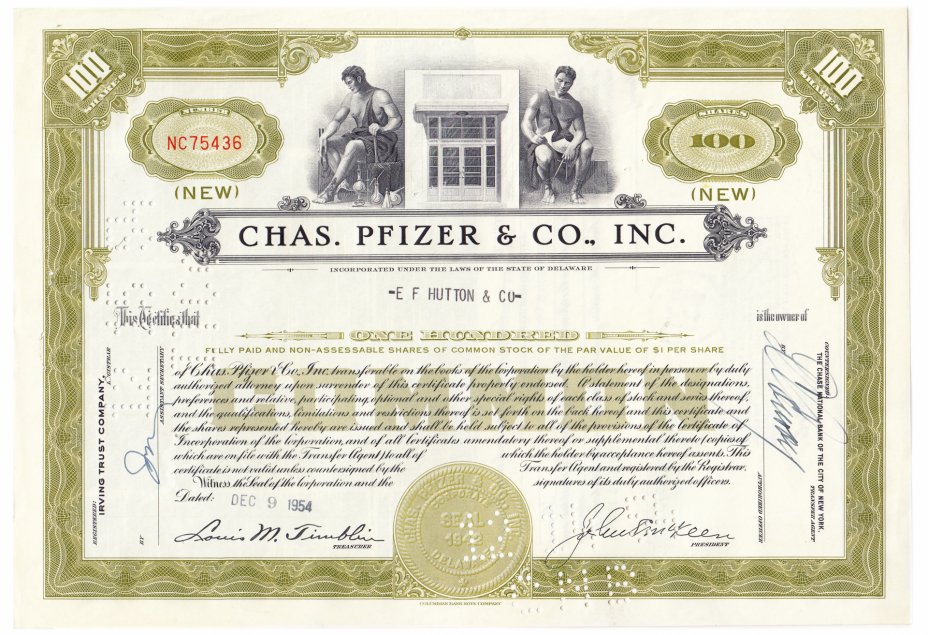 купить Акция США Chas pfizer. & Co. Inc. 1951- 1954гг.