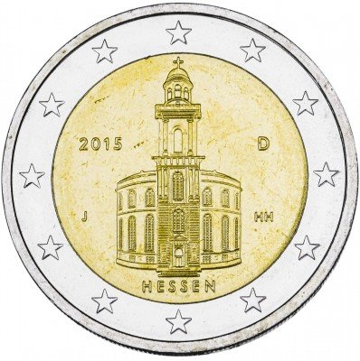 Купить Германия 2 евро 2015 J "Федеральные земли Германии - Церковь Св. Павла во Франкфурт-на-Майне, Гессен"