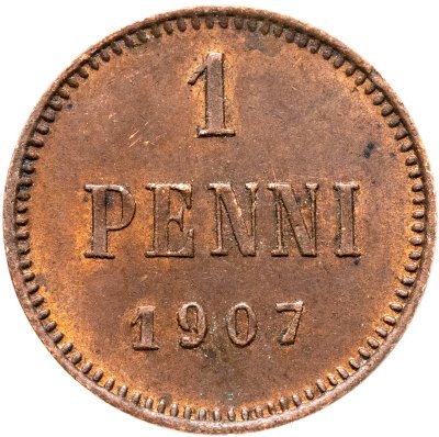 купить 1 пенни (penni) 1907, монета для Финляндии