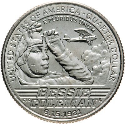 купить США 1/4 доллара (25 центов, квотер) 2023 D Американские женщины - Летчица Бесси Колман (6-я)