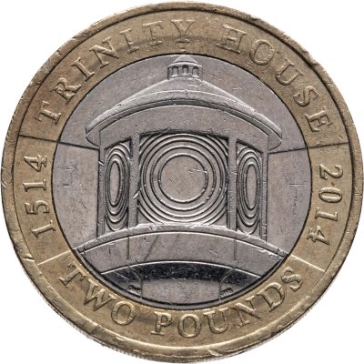 купить Великобритания 2 фунта (pounds) 2014 "500 лет Trinity House (Лизардский маяк)"