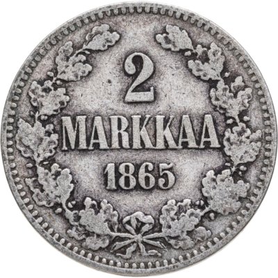 купить 2 марки (markkaa) 1865 для Финляндии