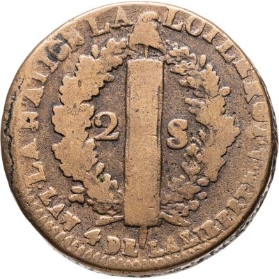 купить Франция 2 соля 1792 Людовик XVI