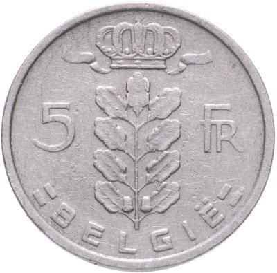 купить Бельгия 5 франков (franc) 1949 надпись на нидерландском- 'BELGIE'