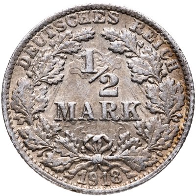 купить Германия 1/2 марки (mark) 1918 F