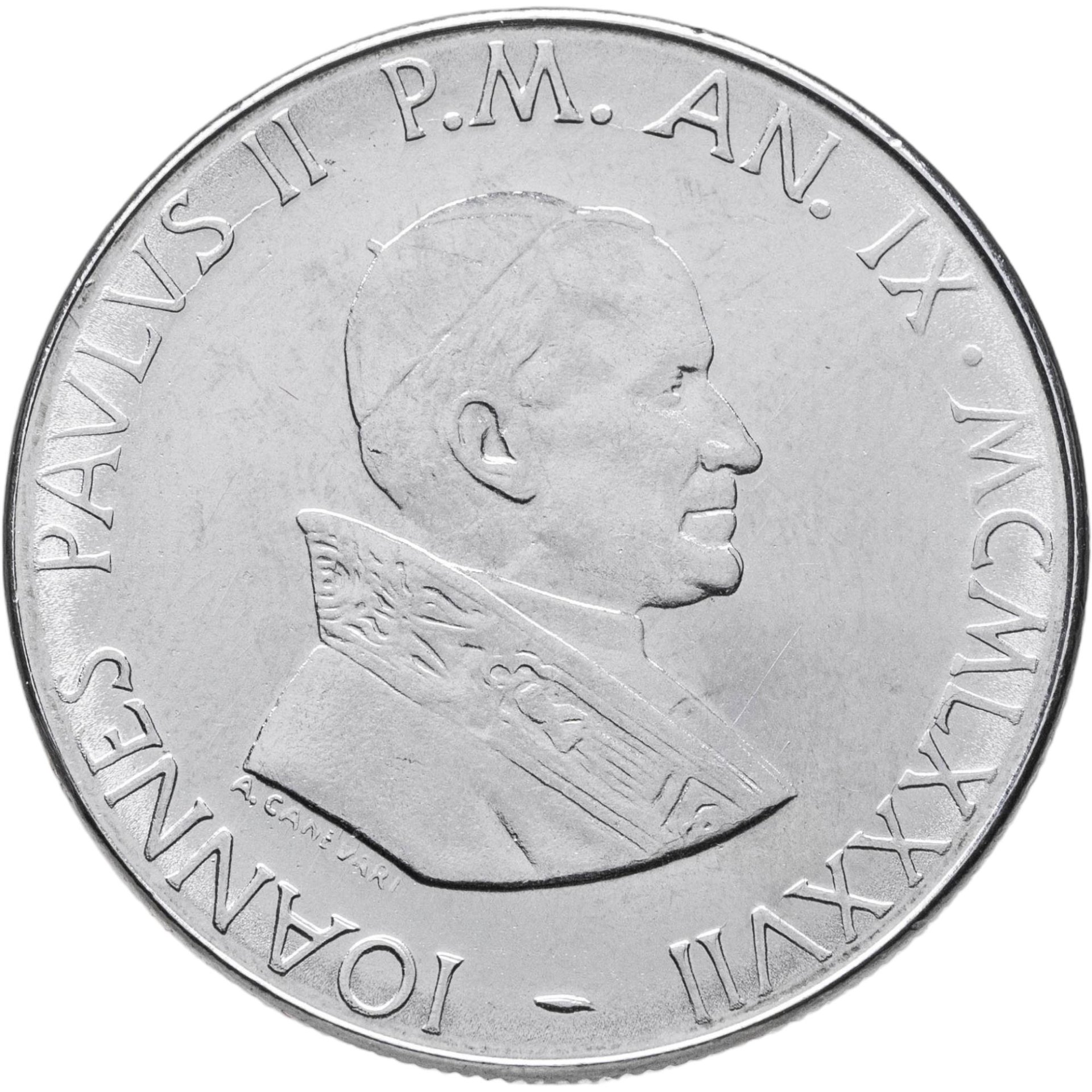Монета Ватикан 100 лир (lire) 1987 стоимостью 529 руб.
