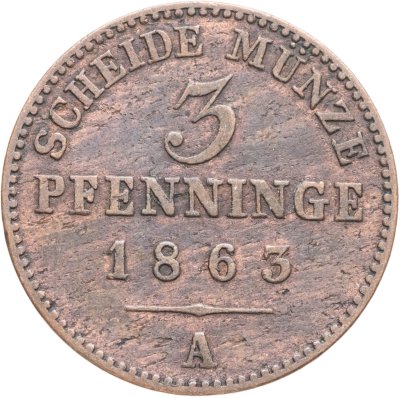 купить Германия, Пруссия 3 пфеннига 1863