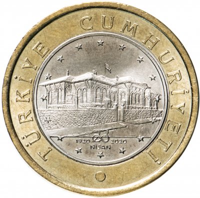 купить Турция 1 лира 2020 "100 лет Национальному собранию Турции"