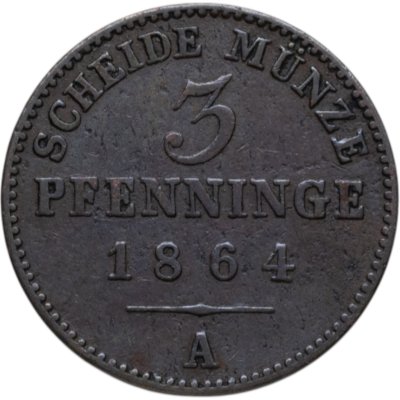 купить Пруссия 3 пфеннига 1864 A