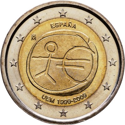 купить Испания 2 евро (euro) 2009 "10 лет монетарной политики ЕС (EMU) и введения евро"