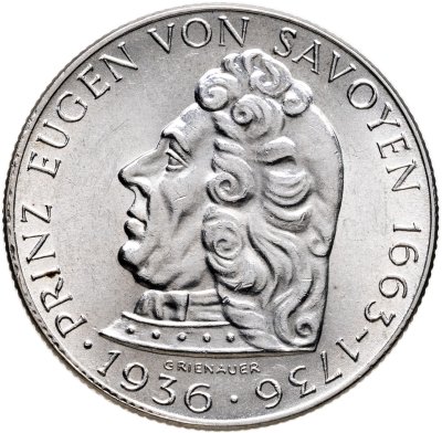 купить Австрия 2 шиллинга (shillings) 1936 200 лет со дня смерти Принца Евгения Савойского