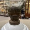 Купить Лампа керосиновая на фигурной, прорезной подставке, стекло, (молочное), латунь, силумин, СССР, 1930-1950 гг.
