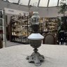 Купить Лампа керосиновая на фигурной, прорезной подставке, стекло, (молочное), латунь, силумин, СССР, 1930-1950 гг.